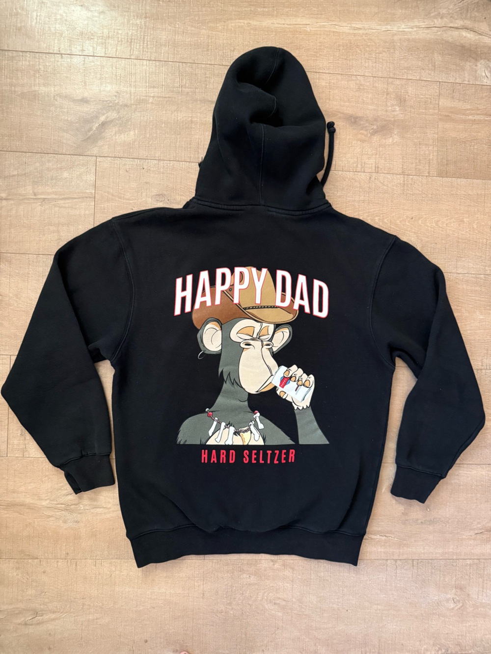 Full Send Happy Dad Hard Seltzer Ape Hoodie Pullover Sweatshirt Black Sz Medium